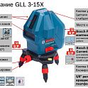 Лазерный уровень построитель плоскостей BOSCH GLL 3-15 X